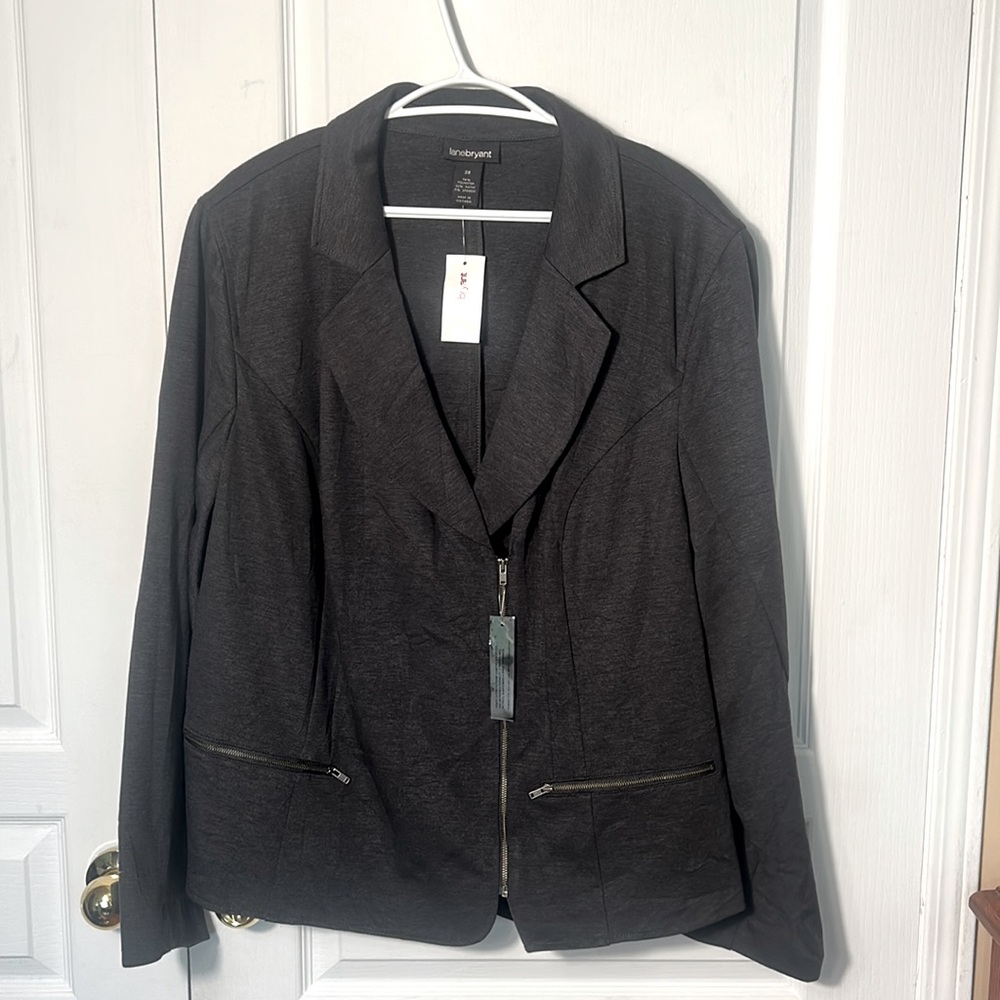 NWT LANEBRYANT WOMEN JACKET IN GRAY ZIPPED TWO ZIPPED POCKETS SIZE 28